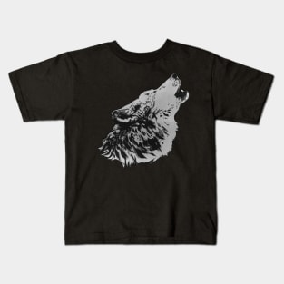 Howling Gray Wolf Kids T-Shirt